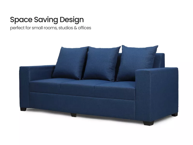 Hugo Upholstered 3 Seater Sofa in Blue Color